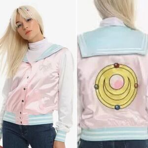 Sailor Moon Embroidered Transformation Brooch Satin Jacket Size Small